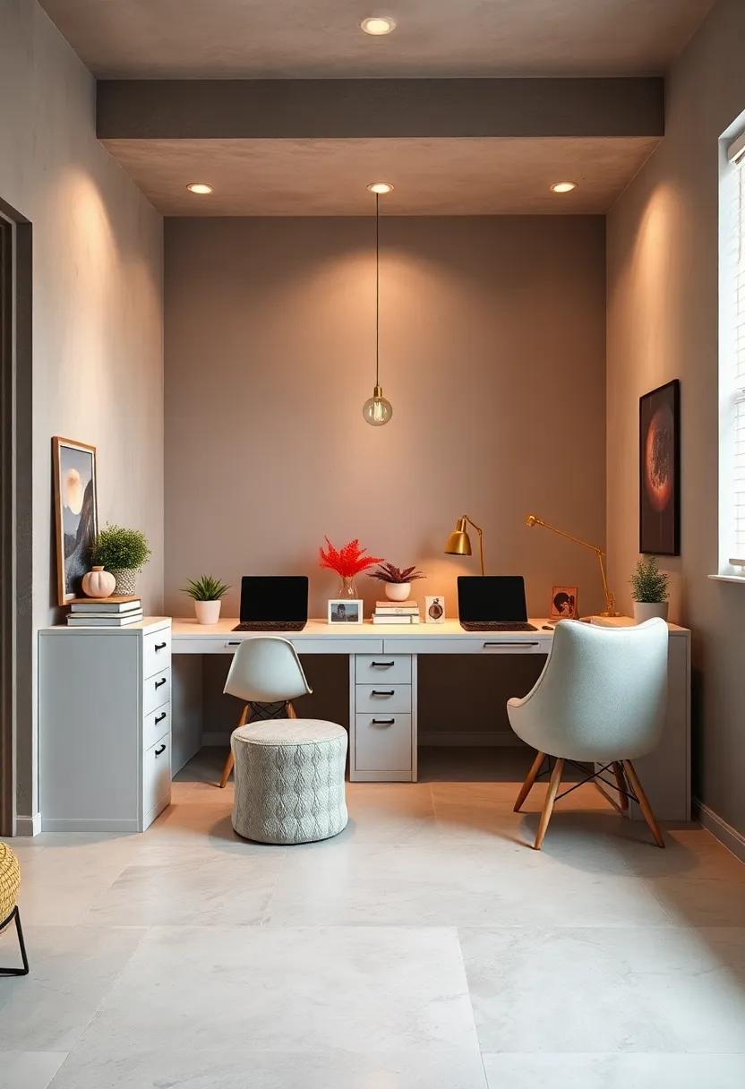 Functional Desk Space: Designate a shared study area featuring chic desks and organizers, encouraging collaboration and productivity in a stylish setting