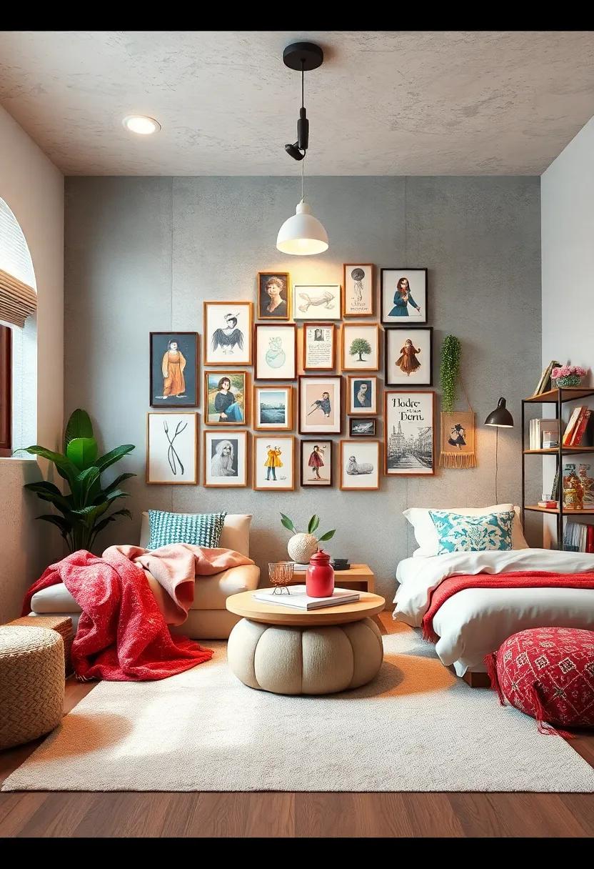 Gallery Wall Extravaganza: Dedicate a wall to display artwork, photos, and personal treasures, fostering a shared sense of identity and creativity