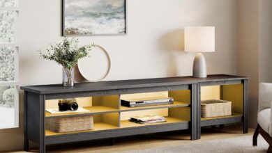 Our Take on the WAMPAT 85″ TV Stand with Stylish Yellow LED Glow