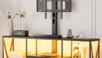 Our Review: Stylish 63″ TV Stand with Storage, Mount & LED Lights