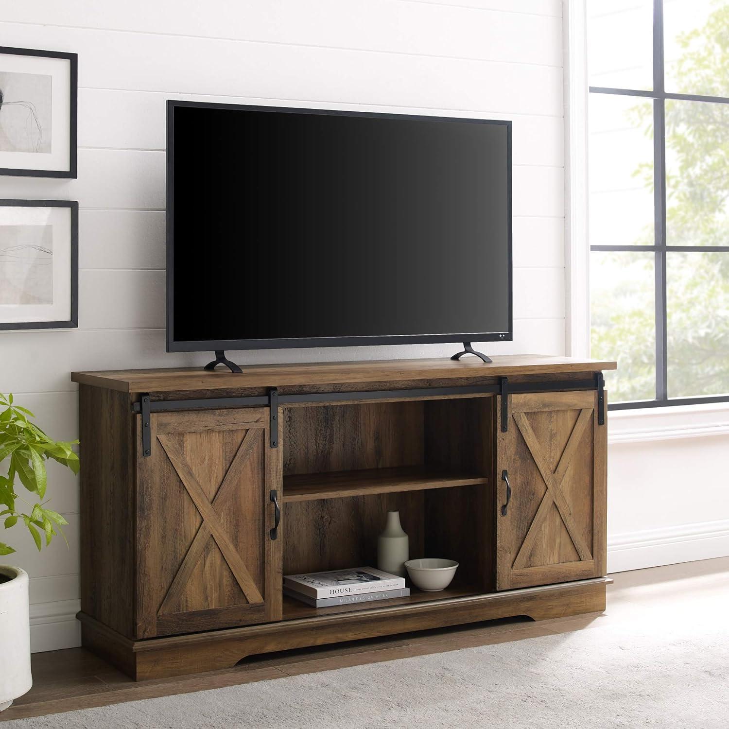 Discovering Our Perfect Rustic Oak TV Stand: A Barn Door Beauty