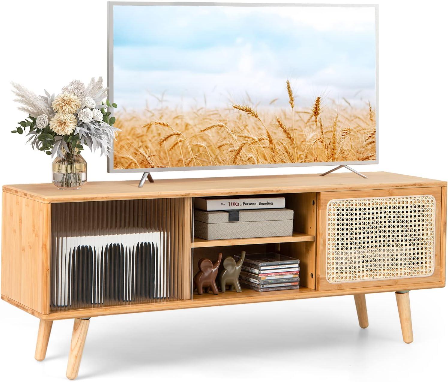 Our Take on the Tangkula Mid Century Modern TV Stand’s Blend of Style & Storage