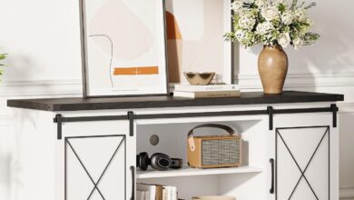 Our Honest Take on the IDEALHOUSE Farmhouse TV Stand with Sliding Doors