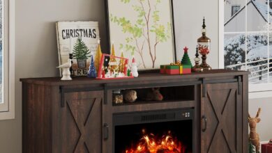 Why We Love the AMERLIFE Fireplace TV Stand’s Rustic Charm