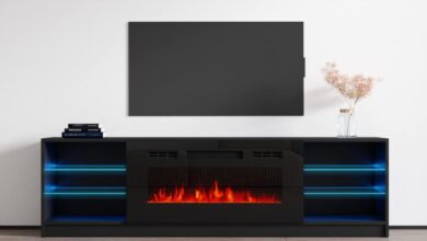 Why We Love the Meble Boston 01 TV Stand with Fireplace Flair