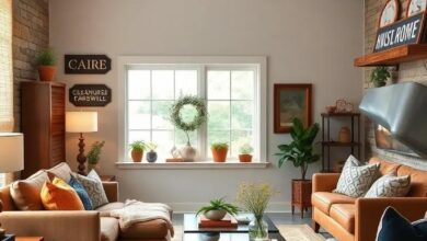 25 Charming Farmhouse Living Room Ideas Featuring Vintage Signage Accents