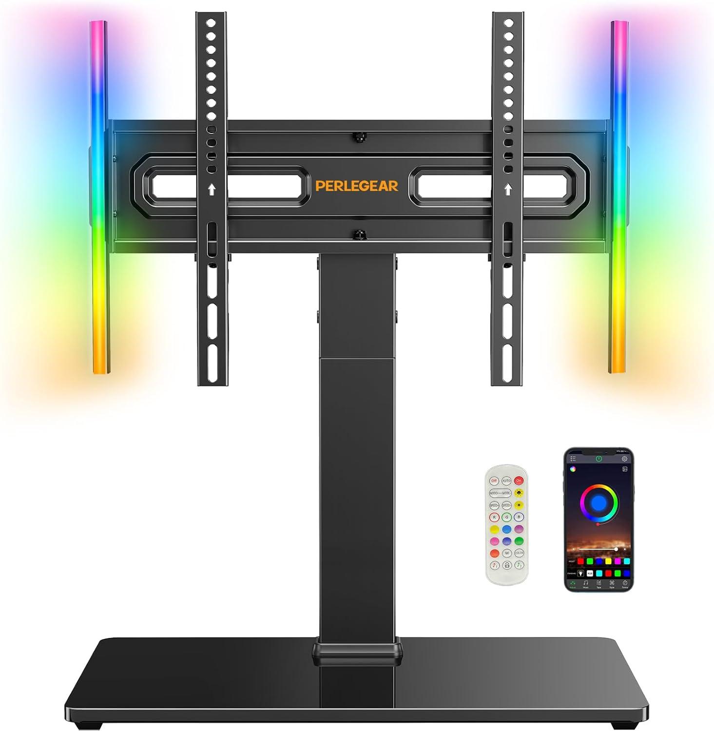 Our Take on the Perlegear Swivel TV Stand with Vibrant LED Glow
