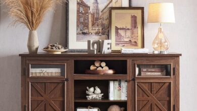 Why We Love the JXQTLINGMU Farmhouse TV Stand for Our Living Room