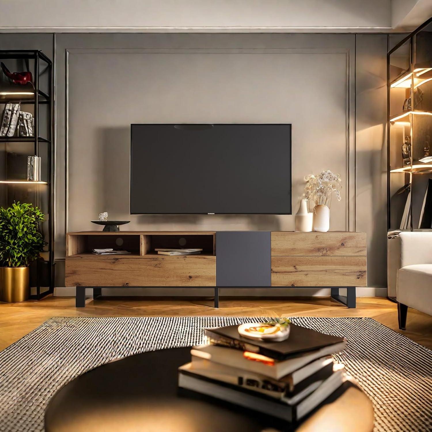 Why We Love This Modern TV Stand with Double Storage Space