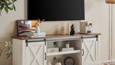 Why We Love the AMERLIFE 66″ Farmhouse TV Stand for Our Home