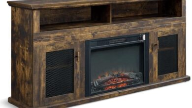 Our Take on the Stylish 65″ TV Stand with Cozy Electric Fireplace