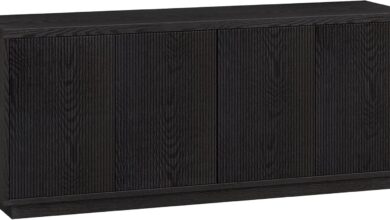 Why We Love the Henn&Hart Hanson 57″ Black Grain TV Stand