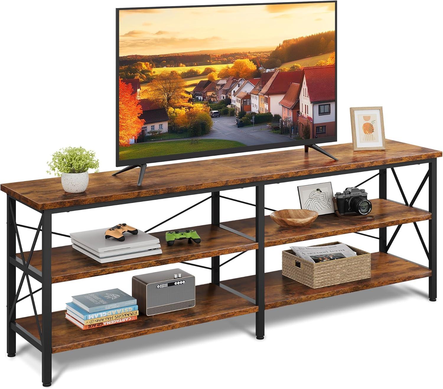 Why We Love the WLIVE Rustic TV Stand with 3-Tier Storage