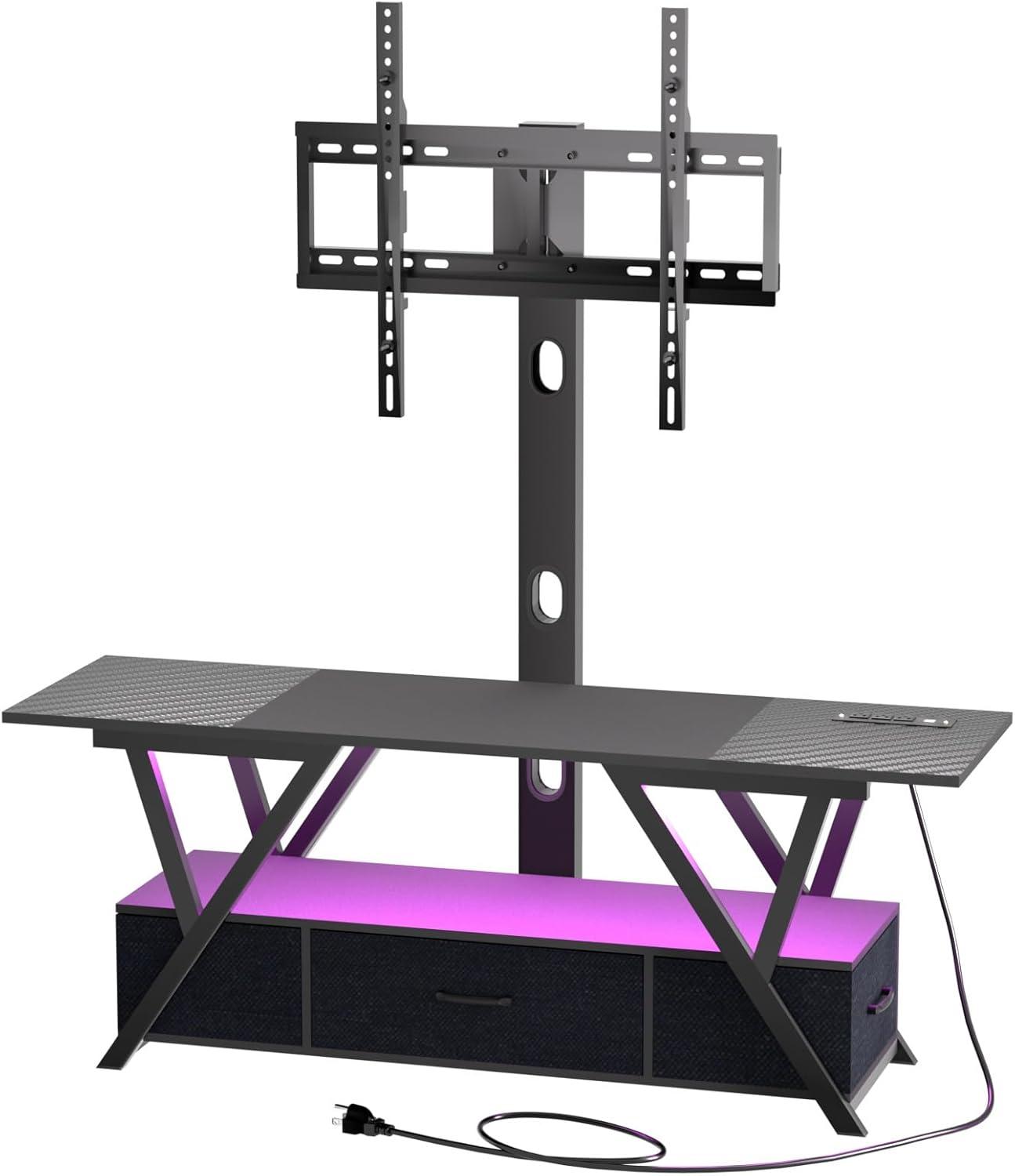 Why We Love This Swivel TV Stand with LED Lights & Storage