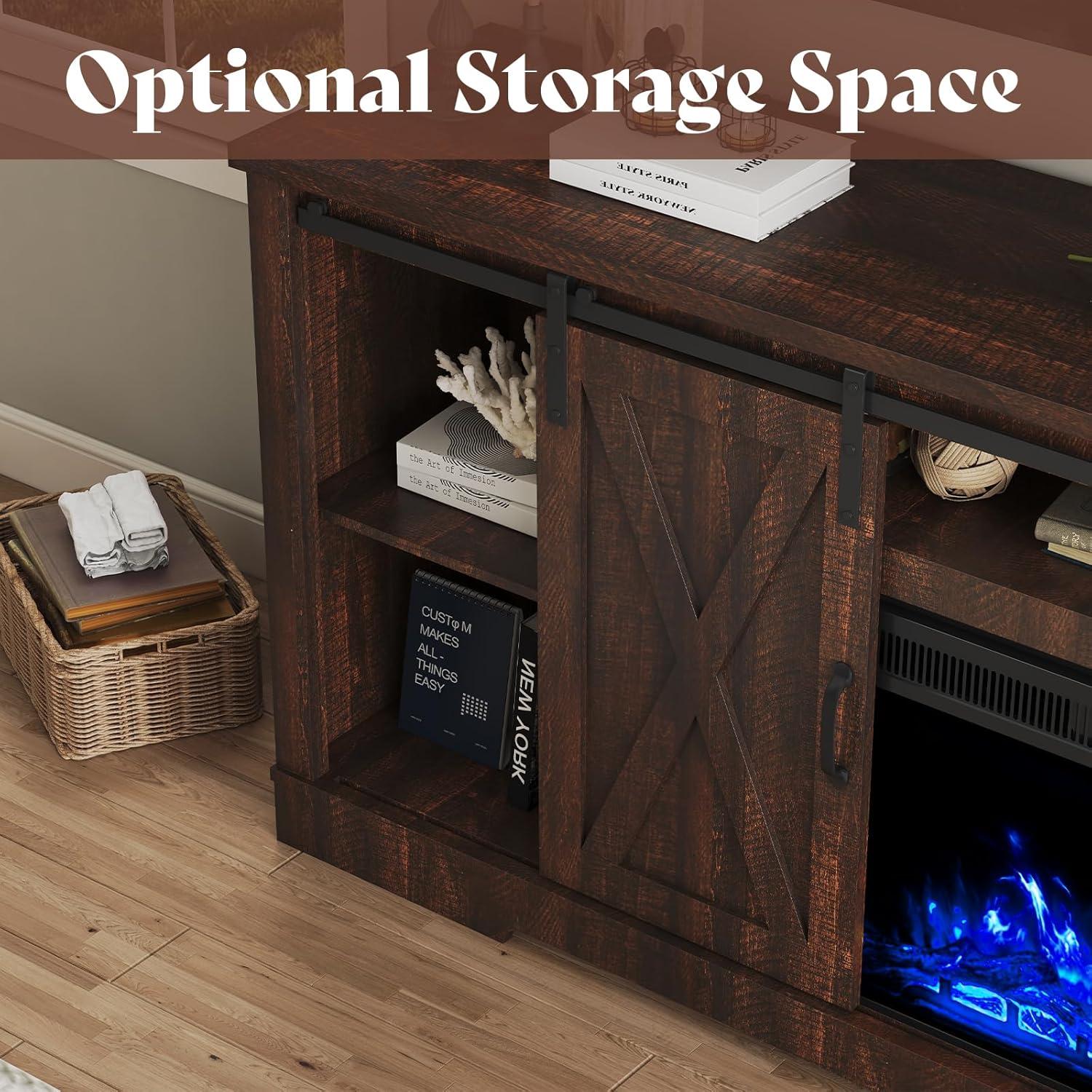 Why We Love the AMERLIFE Fireplace TV Stand's Rustic Charm