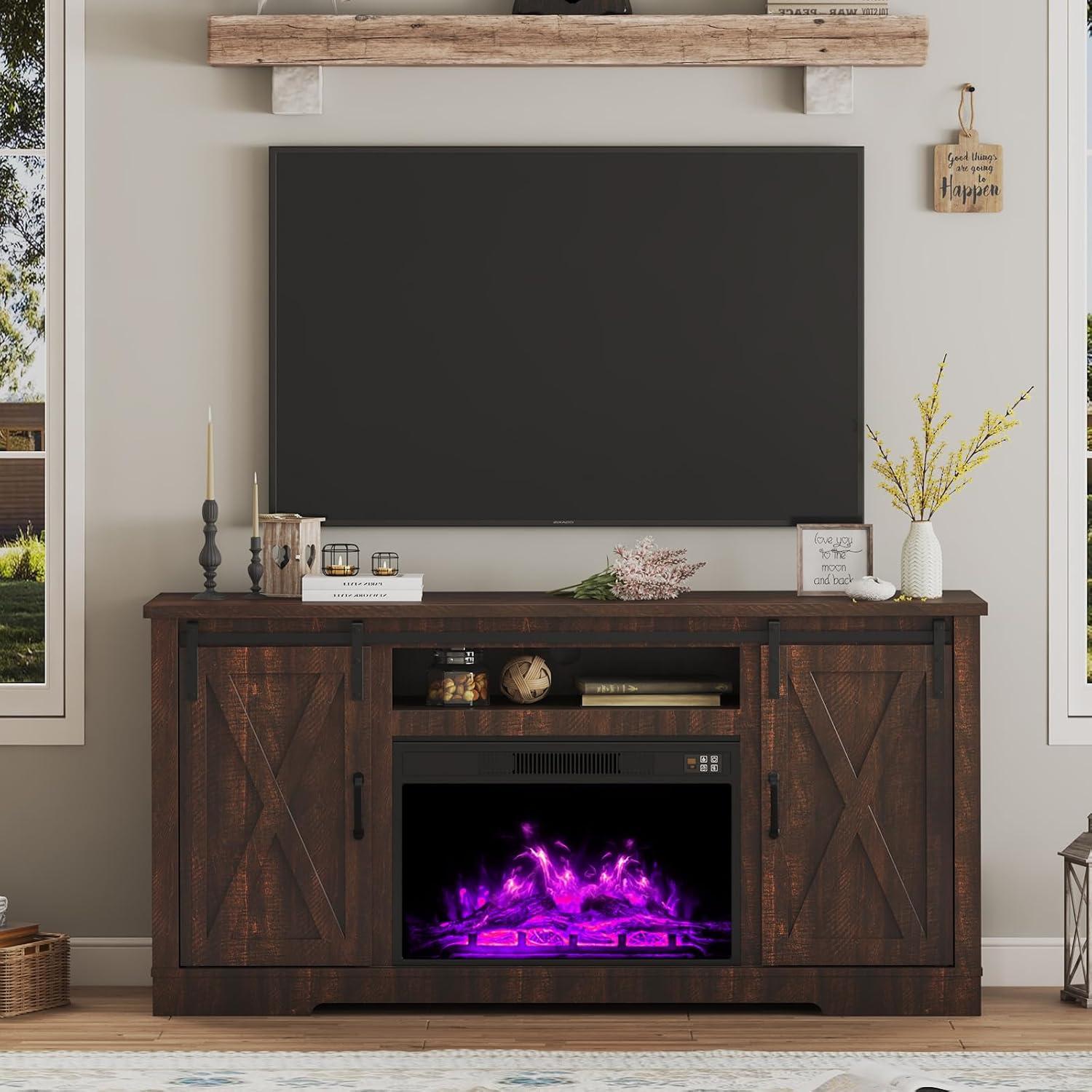 Why We love the AMERLIFE Fireplace TV Stand's Rustic‍ Charm