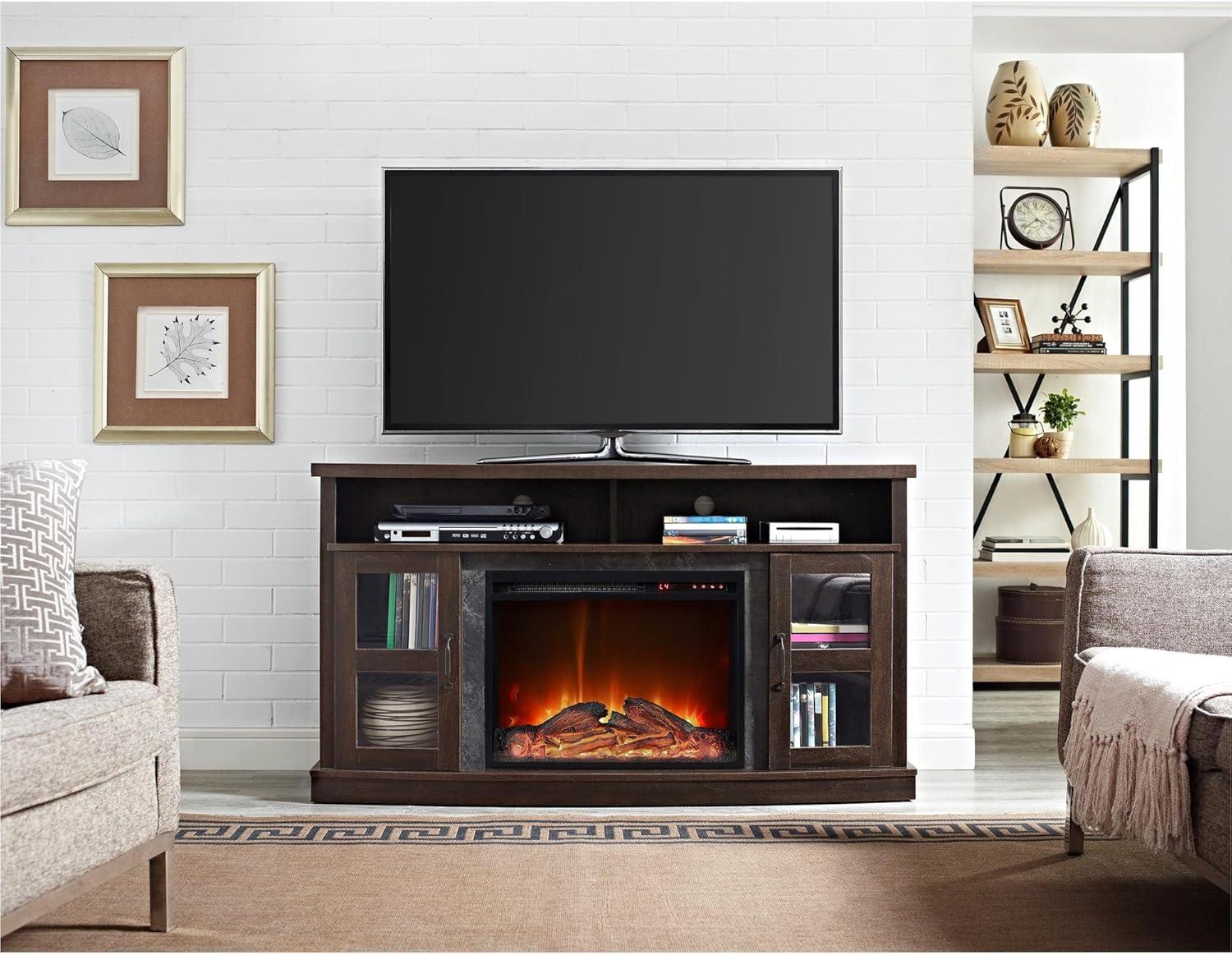 How we Transformed Our Living Room with Ameriwood's Fireplace Console