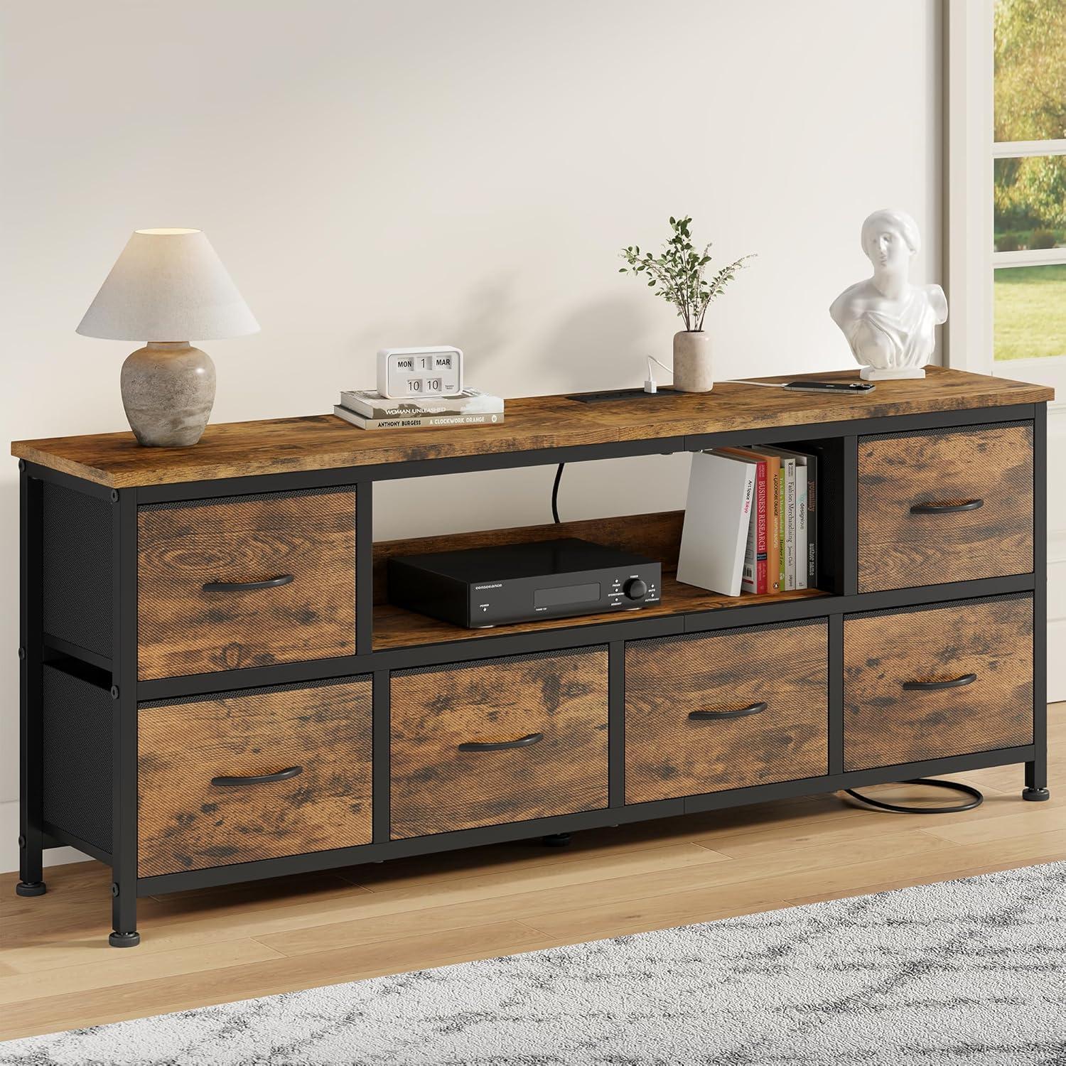 how We Loved Lulive's LED Rustic TV Stand with Smart Storage