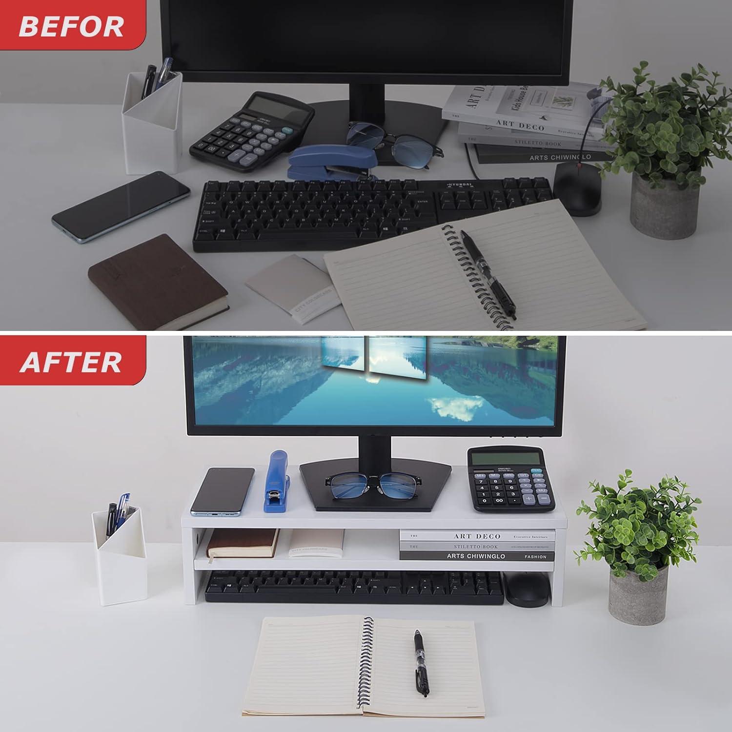 How We Organized Our Desk with BEYGORM's White Monitor Stand