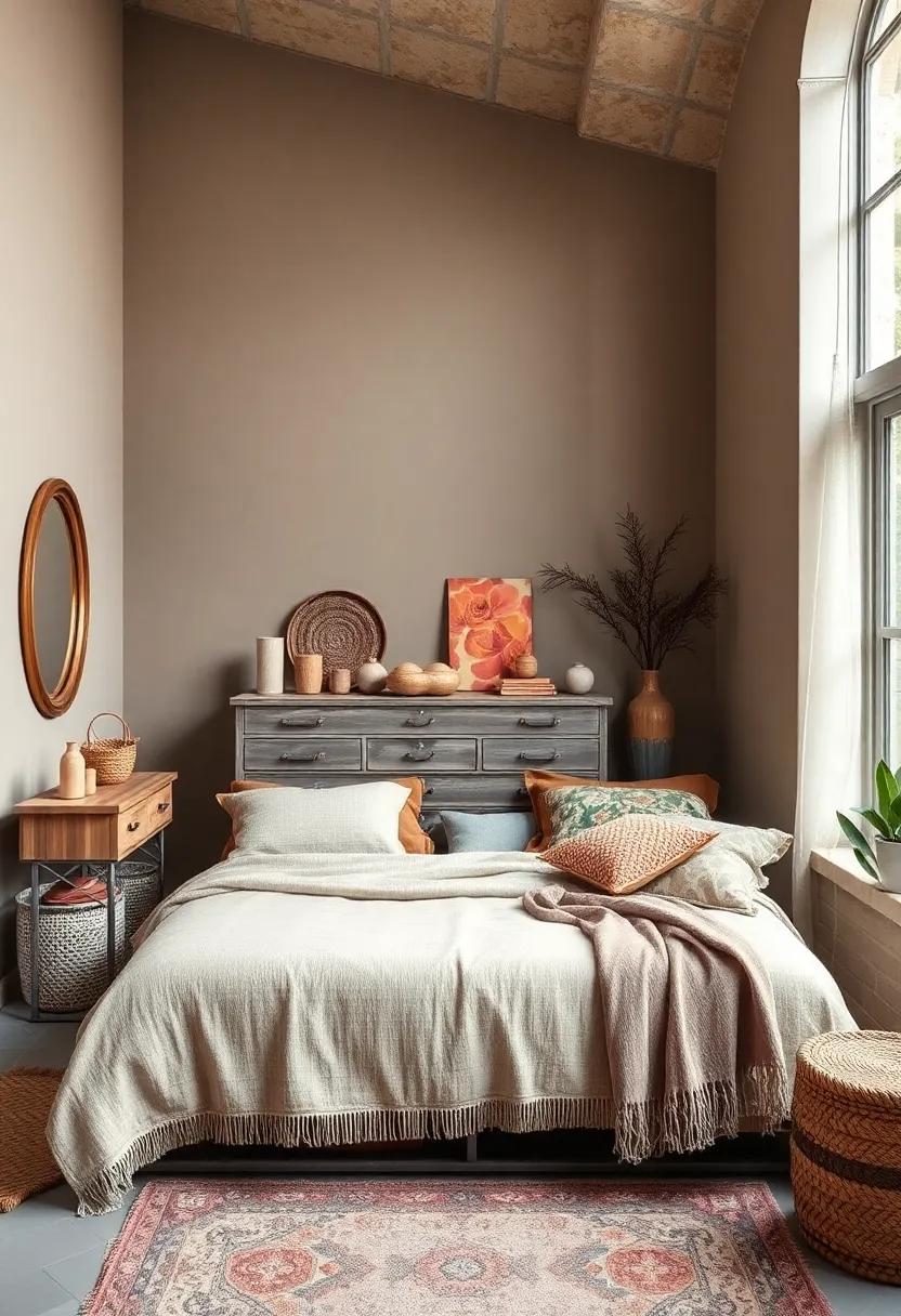Vintage Finds: Incorporate unique vintage items, such as a distressed dresser or antique mirrors, to add character and a touch of history