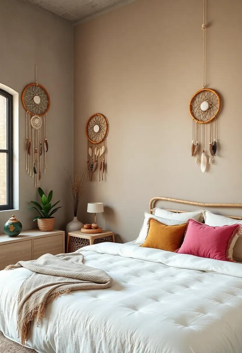 Dreamcatchers: Decorate your walls with handmade dreamcatchers that incorporate organic materials like feathers, wood beads, and natural fibers