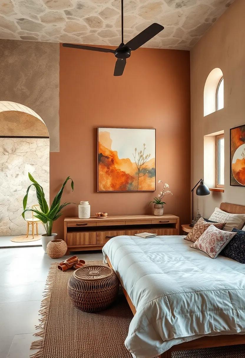 Statement Art: Hang abstract or nature-inspired art pieces that resonate with earthy tones to add personality and inspire creativity