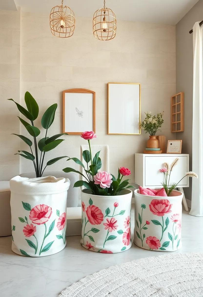 Blooming Toy storage: ⁢Innovate your nursery with cute toy bins decorated with floral designs to keep the space organized and visually appealing
