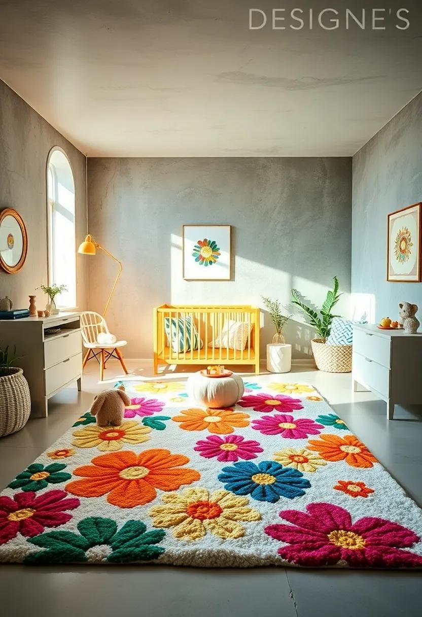 Bright Flower Rugs: Add a ‌vibrant splash of color with a plush flower-patterned rug, providing a comfy play space for little feet‍ to explore