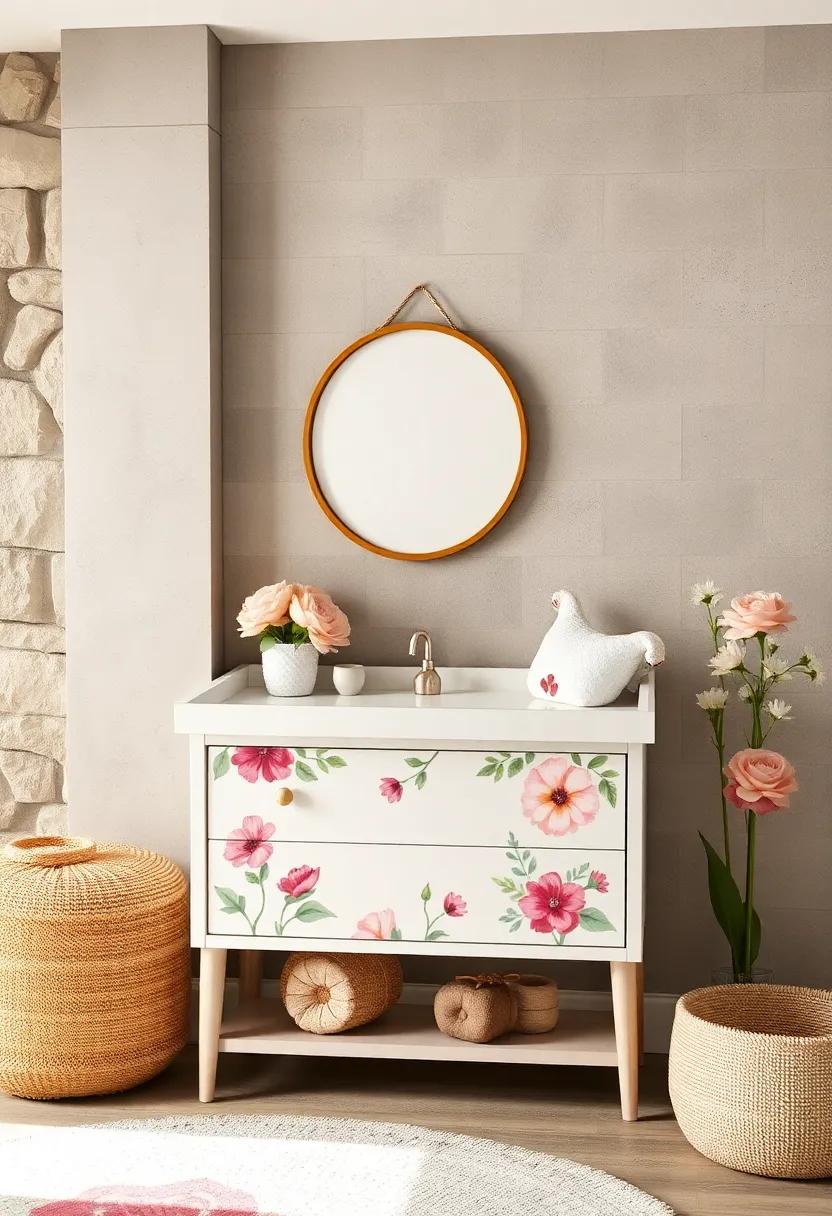 Garden-Inspired Changing table: Opt for a ⁣changing table with painted flowers or​ add removable floral decals to provide a cheerful vibe⁢ during diaper changes