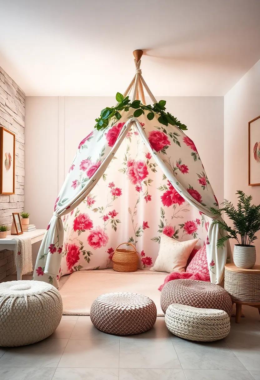 Play Tent⁢ with Floral Design: ‌Set up a play tent adorned with beautiful floral patterns that sparks​ imagination and becomes a cozy reading nook