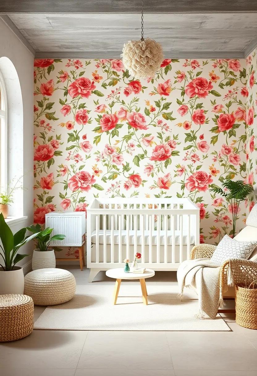 Vintage Floral​ Wallpaper:⁤ Embrace nostalgia with charming vintage floral wallpaper that offers a timeless backdrop for your baby's first ‌memories