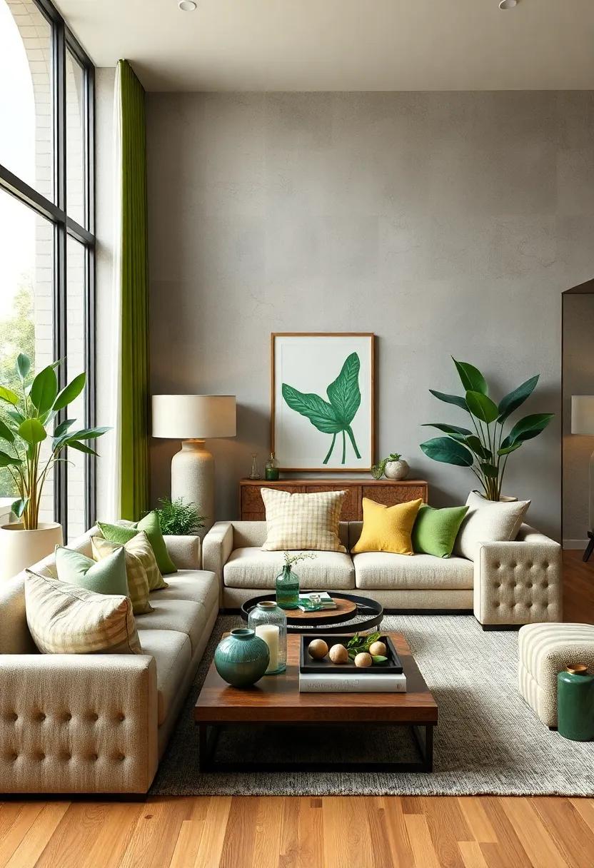 Thoughtful Green accessories: Incorporate small green accents throughout your home in the form of candles, picture frames, or decorative trays to bring the theme together cohesively