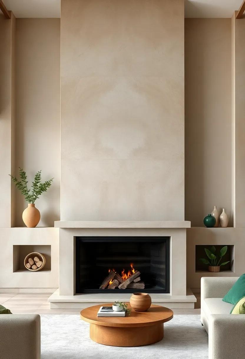 Beige Stone Fireplace: Create a stunning focal point with a beige stone fireplace that exudes elegance and comfort, ideal for cozy evenings