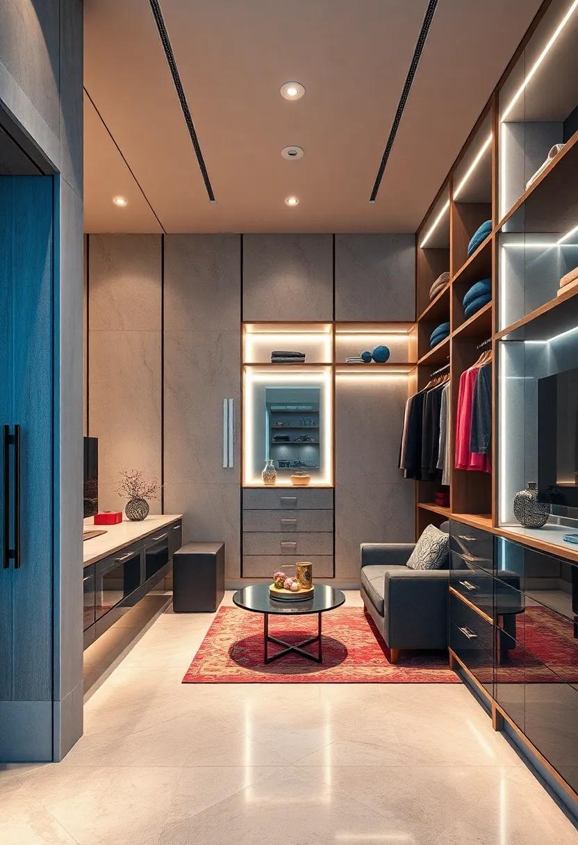 Futuristic Fun: Sleek lines and ‌high-tech features pave the way⁤ for a contemporary ⁢closet that blends luxury with innovation seamlessly