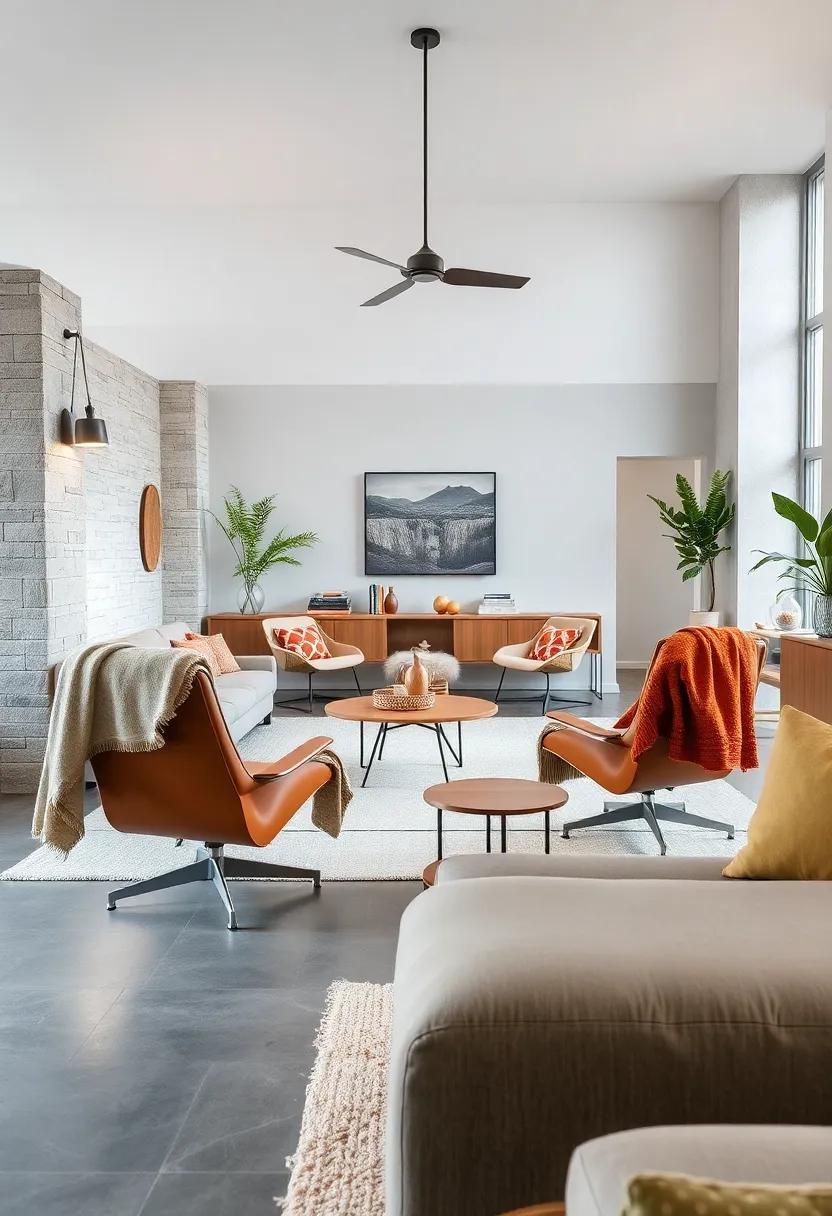 Casual Cool: An effortlessly stylish lounge‌ where Eames chairs are draped with cozy blankets, encouraging relaxation and socialization in a casual setting