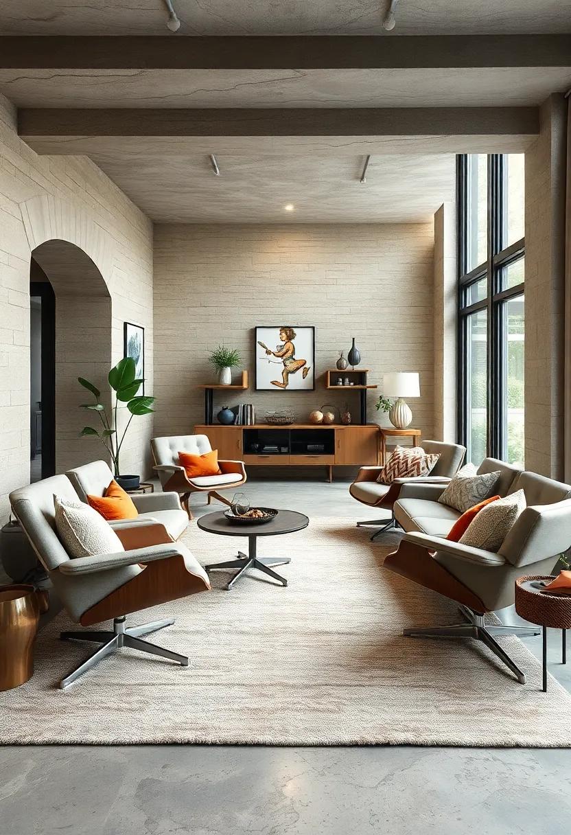 layered⁤ Textures: A cozy retreat where fabric ‌Eames chairs complement​ plush rugs and assorted pillows, reinforcing comfort without sacrificing style
