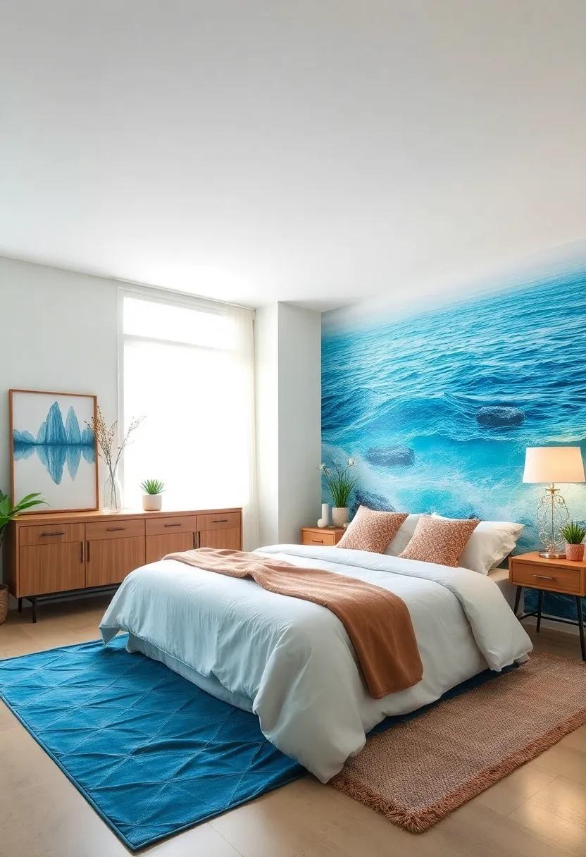 Ocean Blue Murals:‌ A dreamy ocean ‌mural can‍ transport you to the beach, making your bedroom a serene‌ escape every time you ⁢walk in