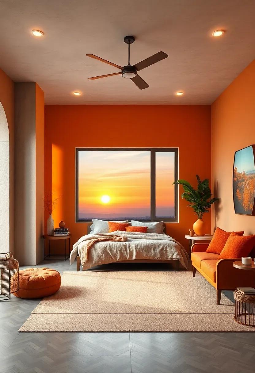 Sunset Orange⁣ Wonders: Bright ⁤orange-hued ⁤walls ⁤or accents can⁣ replicate the warmth ⁤and energy of‌ a stunning sunset, ‍making your space feel inviting
