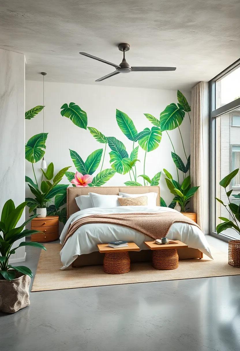Tropical ⁣Paradise:⁢ Incorporate bold greens and floral‍ patterns to create‌ a tropical paradise within⁤ your ‌bedroom, stunningly vibrant‍ and ⁢full of life