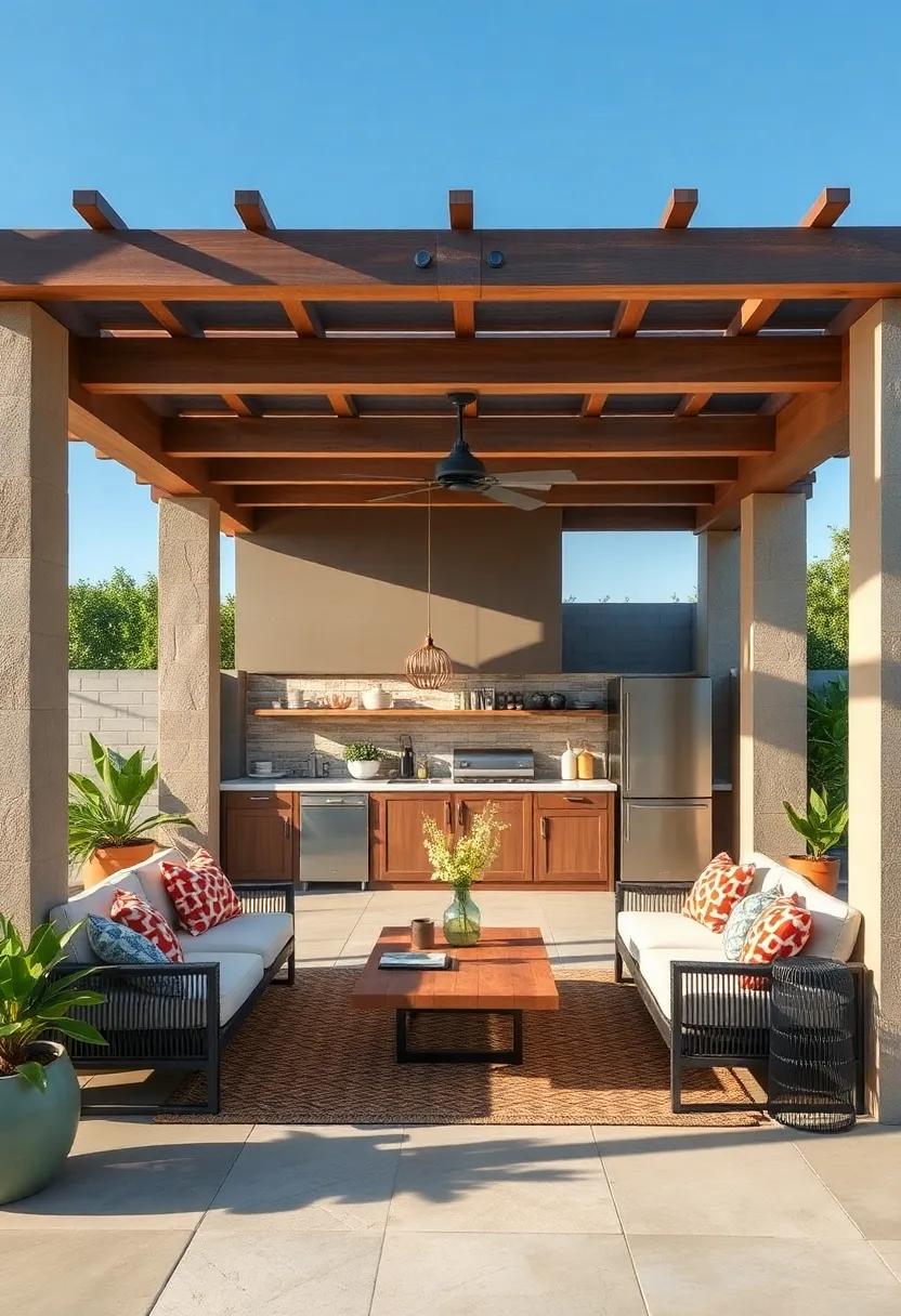 Pergola​ for Shade ⁣and Style: Incorporate a stylish pergola over your kitchen space, offering⁣ shade during ​the day and a beautiful‌ structure for climbing plants