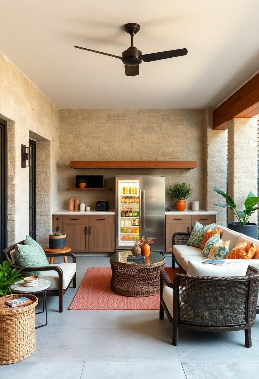 Opt for a Compact Refrigerator: keep drinks and ingredients chilled and accessible with a space-saving outdoor refrigerator