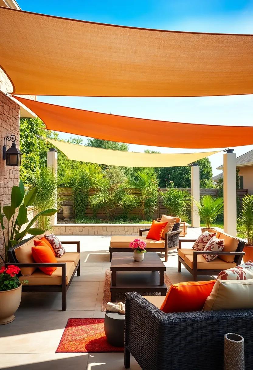 Color coordination: Match ‌your⁣ shade sails‌ with your patio‍ furniture or ​surrounding landscape for ⁢a harmonious and visually appealing environment