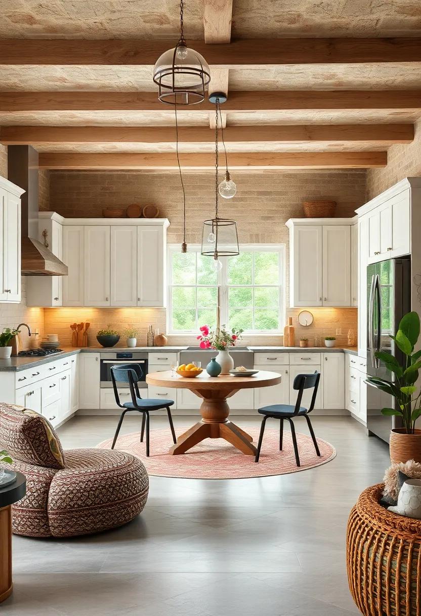 Circular Dining: Consider a ‍round​ dining table in the center of the kitchen for a friendly, intimate dining experience