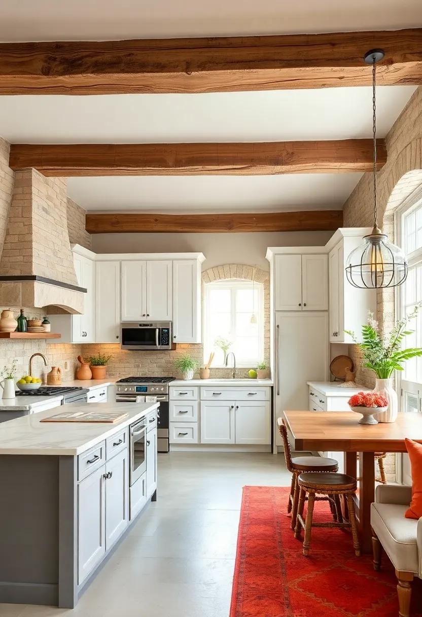 Embrace Natural ​Materials: Incorporate wooden ⁣beams and stone accents to create​ a warm contrast with bright white cabinets