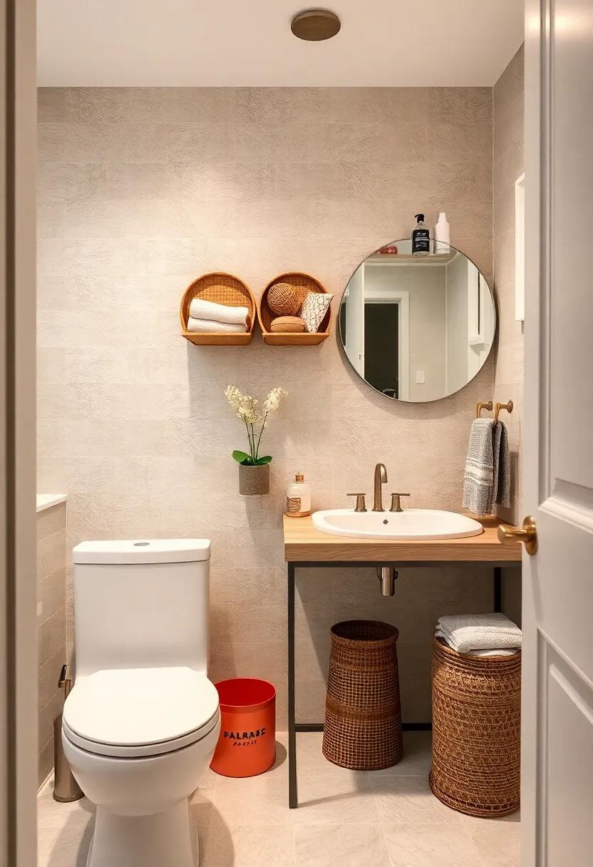 Wall-Mounted baskets: ⁢Mount decorative baskets on⁤ the wall to hold extra toilet paper,‌ hand towels,​ or⁣ beauty products without taking up ⁤counter space