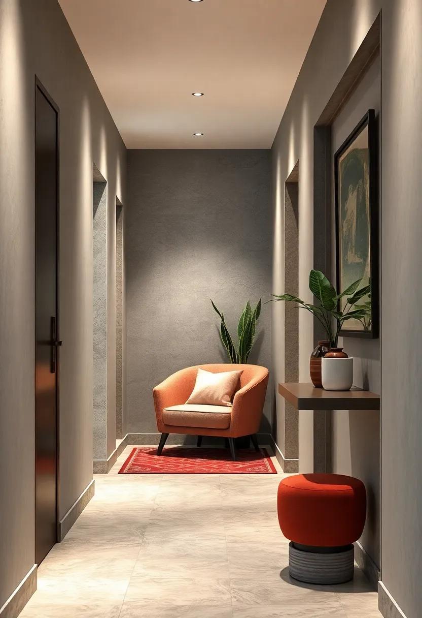 Corner chair: Utilize corner spaces⁢ with a small, stylish corner‍ chair ⁣that offers comfort while leaving ⁣the​ rest of ‍the hallway​ free for traffic