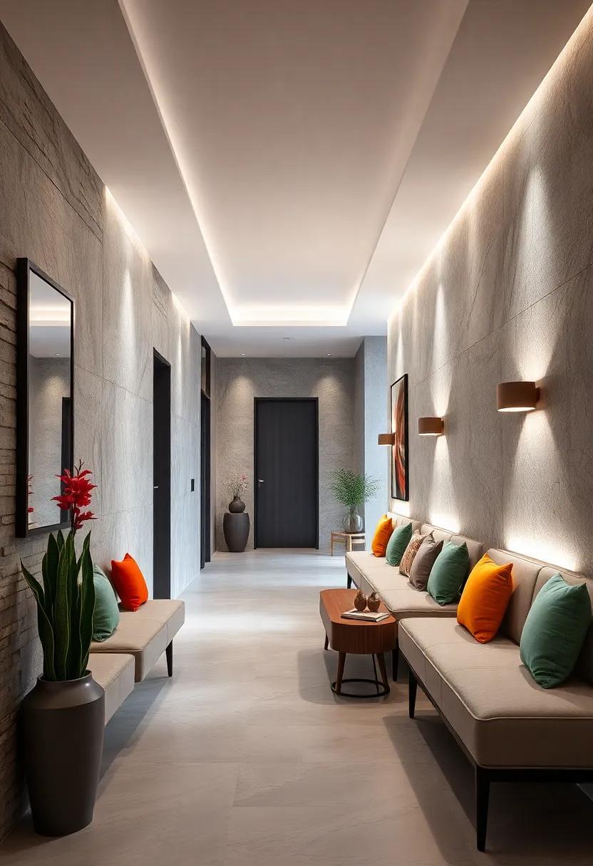 Padded Wall Inserts: Add cushioned wall inserts that offer a soft seating ⁤option in narrow ⁣hallways, creating comfort and interest in ⁤the space