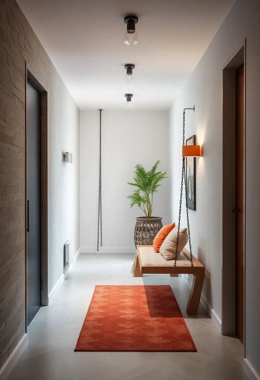 Swinging Bench: For ⁤the​ adventurous ‍spirit,​ install a small swinging bench ‍that ⁤adds ‌charm and entertainment to your small hallway