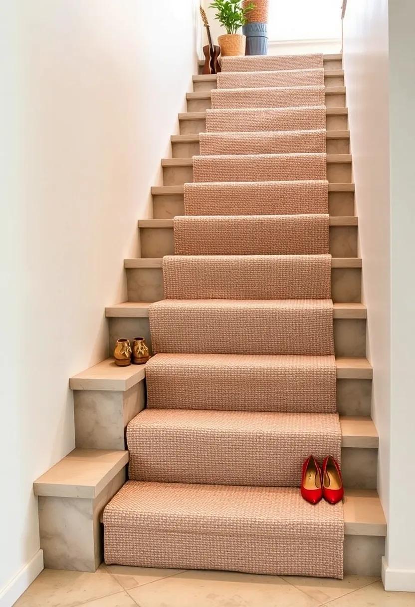 Textured Tiers: Stair risers covered in textured fabric that doubles as pockets for storing ⁤shoes,adding ‌a playful touch to practicality
