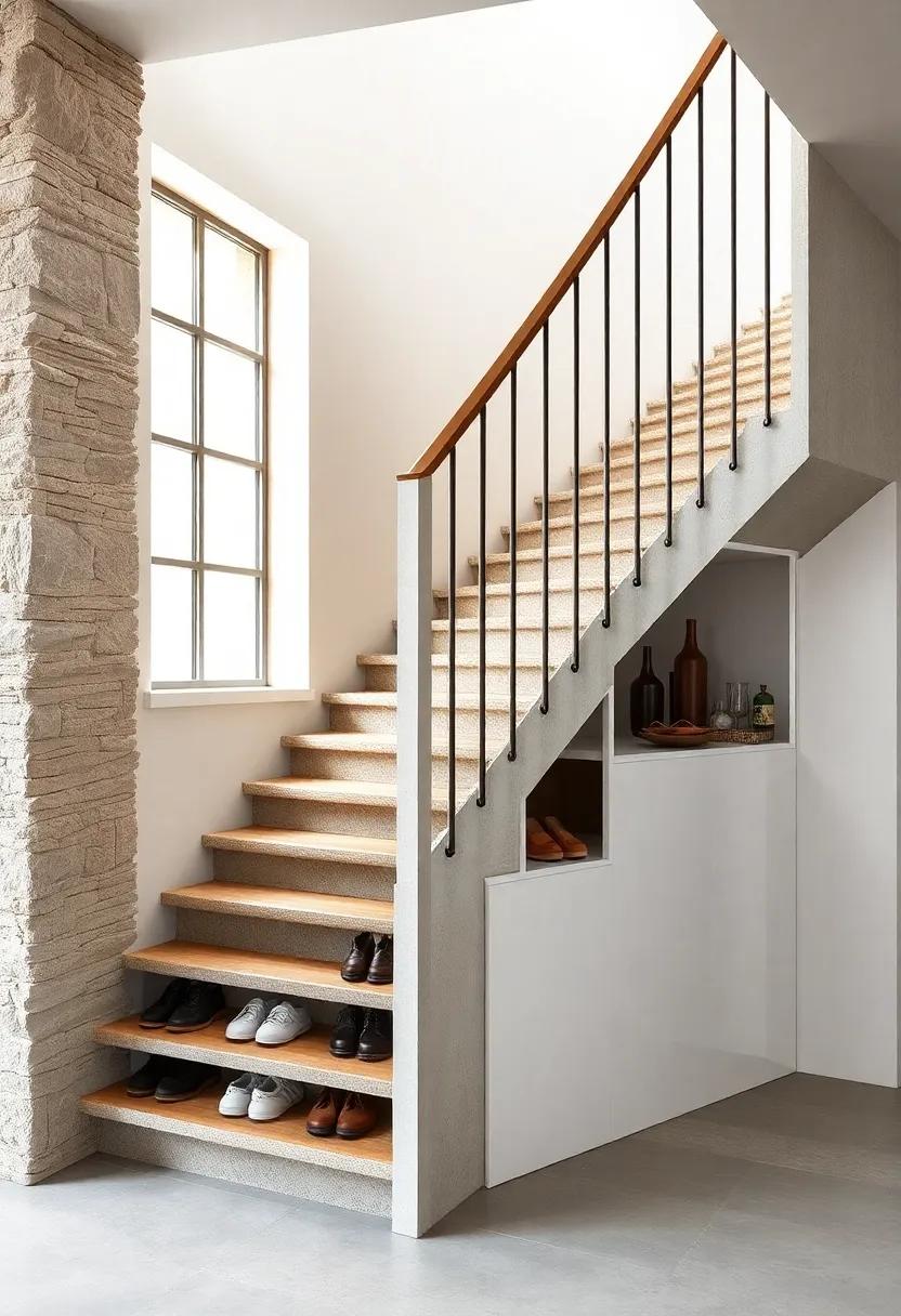 Hidden Treasures: A staircase designed with secret drawers that open from the side, ensuring ​shoes are neatly tucked away⁣ without sacrificing easy access